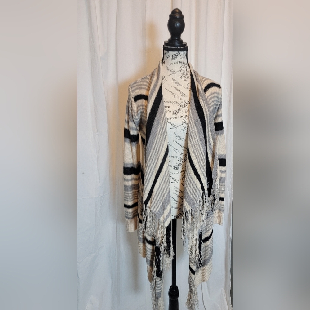 Say What? Cream and Black Striped Cardigan